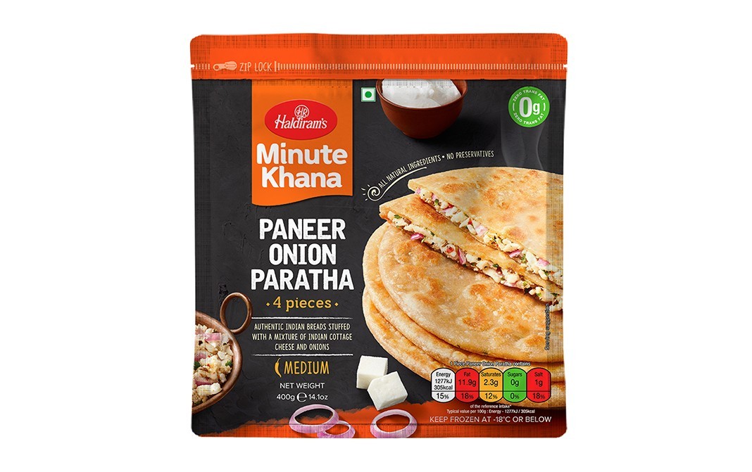 Haldiram's Minute Khana Paneer Onion Paratha   Pack  400 grams